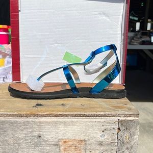 Never been worn blue metallic sandal .